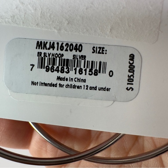 Michael Kors Brass Large Hoop Earrings for Women Color Silver Model MKJ4162040 - Picture 6 of 6